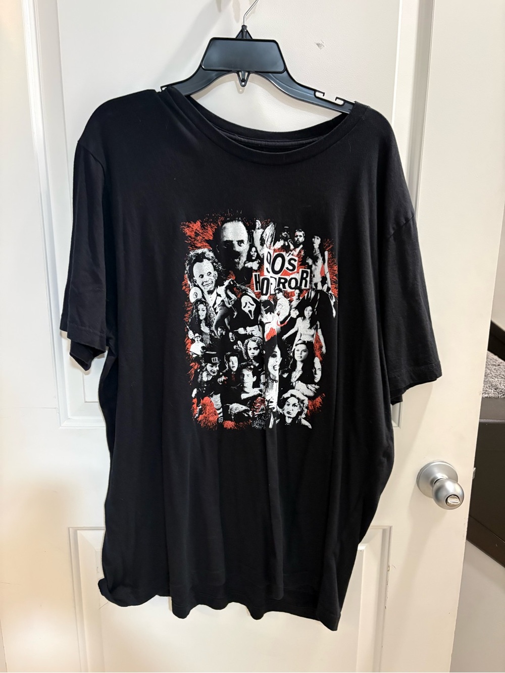 Men's Black Horror Graphic T-Shirt - Classic Crew Neck